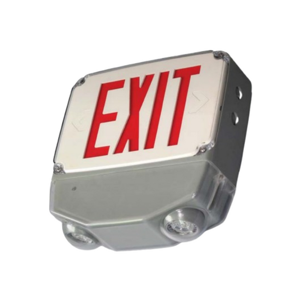 LED Emergency Exit Light, 3.6W per Head, 119-125 Lumens per Head, No CCT Adjustable, Non-Dimmable, UL924, NFPA 101, NEC, OSHA, Damp Location Rated