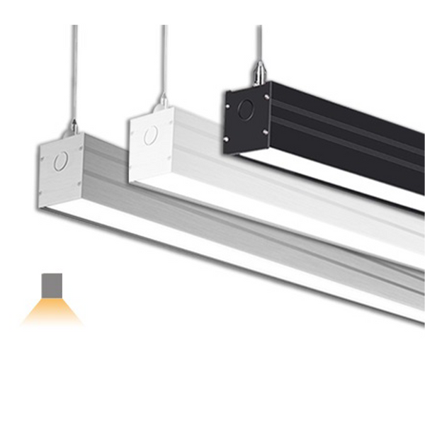 4FT LED Architectural Linear Strip Down Light, BLK, WHT, SLV, 40W, 30K/40K/50K - 3CCT Selectable