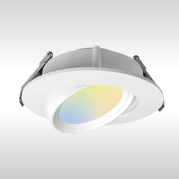 4-inch 360-degree anti-glare gimbal downlight, 10-Watt 3CCT Selectable.