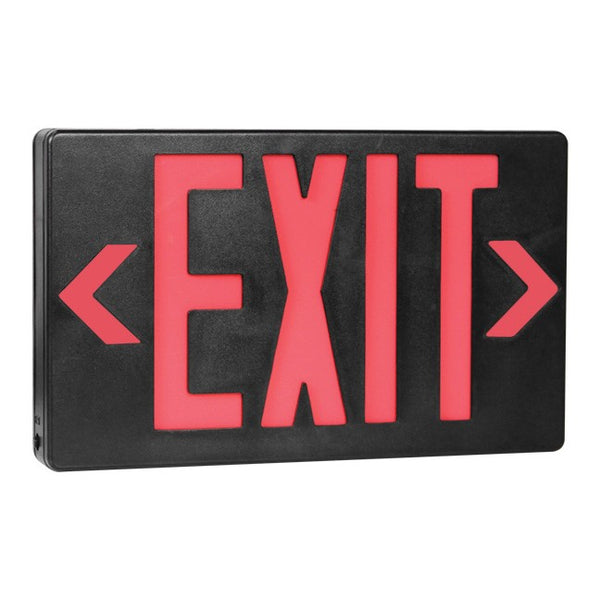 LED Double Faced Black Exit Sign With Red Letters - Battery Backup