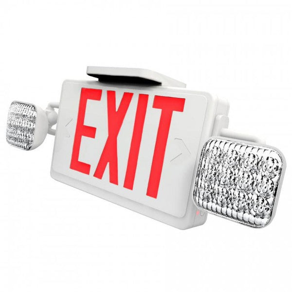 LED Double Faced White Exit/Emergency Light Combo With Red Letters