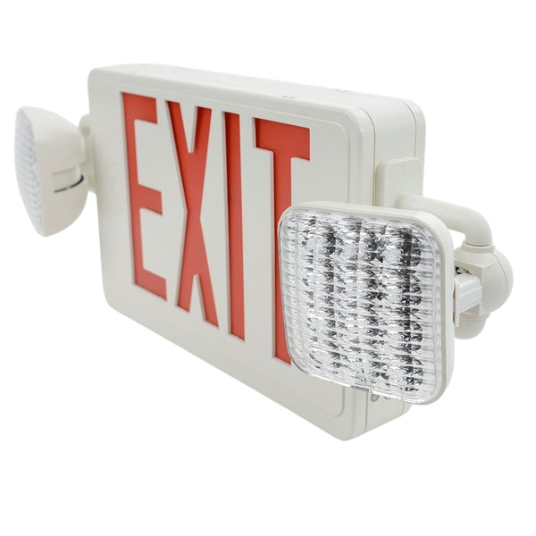LED Double Faced White Exit/Emergency Combo With Red Letters