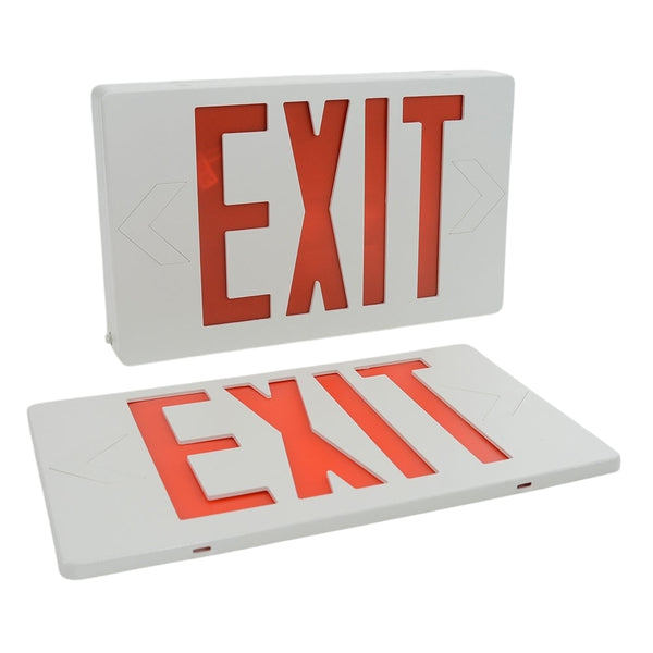 LED Double Faced White Exit Sign With Red Letters - Battery Backup