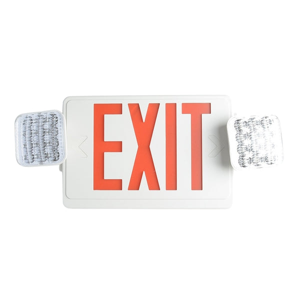 LED Exit/Emergency Combo Fixture White With Red LETTERING